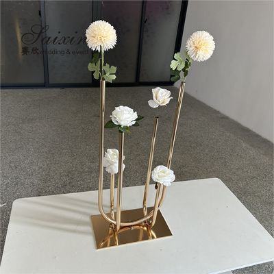 Tall Aisle Wedding Flower Stand Decorative Gold Metal Flower Holder