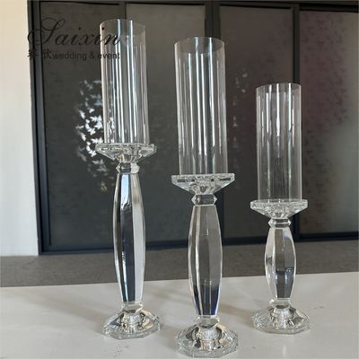 Wedding Centerpiece Supplier Tall Decoration Crystal Candlestick Holder Stand