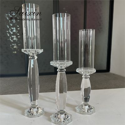 Wedding Centerpiece Supplier Tall Decoration Crystal Candlestick Holder Stand