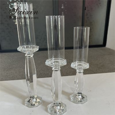 Wedding Centerpiece Supplier Tall Decoration Crystal Candlestick Holder Stand