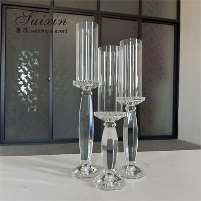 Wedding Centerpiece Supplier Tall Decoration Crystal Candlestick Holder Stand