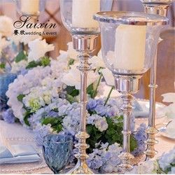 Saixin new design 3 pcs set black metal candle holder for wedding table decoration