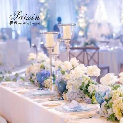 Chic design gold metal 3 pcs set single candlestick holder for event top decoration