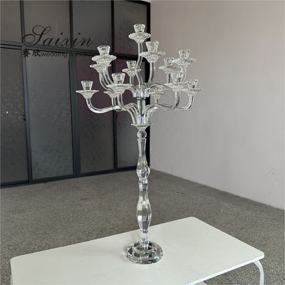 New White 13 Arms Candelabra Tall Wedding Table Decoration Crystal Wedding Centerpiece Candelabra