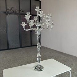 New White 13 Arms Candelabra Tall Wedding Table Decoration Crystal Wedding Centerpiece Candelabra