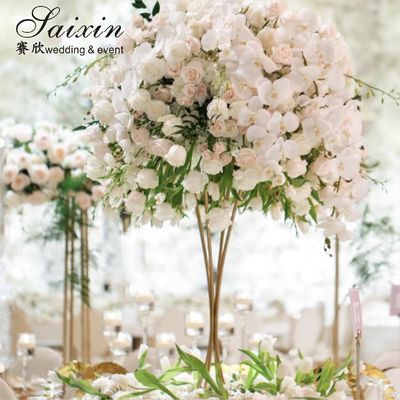 Simple Table Wedding Flower Stand Arrangement Silver Wedding Centerpieces 100cm