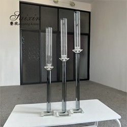 ZT-062 Chic 4 pcs different size white stem crystal pillar candle holder for decor wedding centerpieces