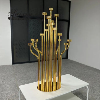 Luxury Wedding Decor Supplies Gold 17 Arms Candelabra Candle Holder Tall Crystal Candelabra Centerpieces