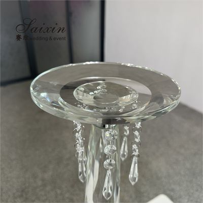 Modern Wedding Flower Stand Crystal Floral Pillar Stand Table Decoration