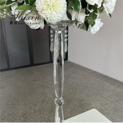 Modern Wedding Flower Stand Crystal Floral Pillar Stand Table Decoration