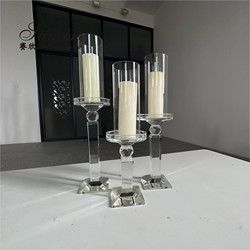 Bulk Wedding Candle Holders Set Of 3 Gold Crystal Glass Candlestick 38cm