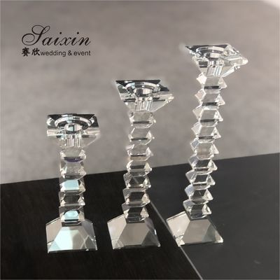 set of 3 crystal candle holder chimney