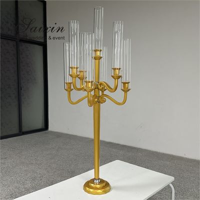 120CM Crystal Glass Candelabra 9 Arms Tall Crystal Candlesticks