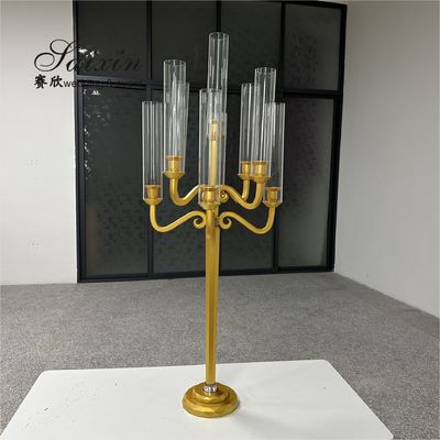 120CM Crystal Glass Candelabra 9 Arms Tall Crystal Candlesticks