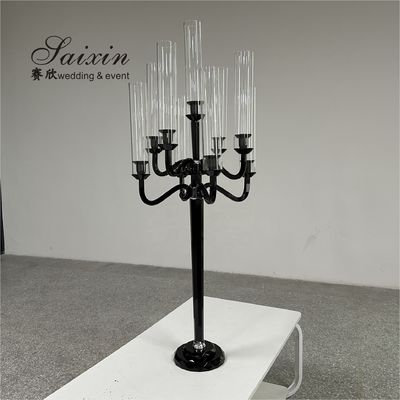 120CM Crystal Glass Candelabra 9 Arms Tall Crystal Candlesticks