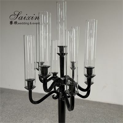 ZT-271B Wedding Party Tall Black 9 Arms Candlestick Holders For Wedding Table Centerpiece