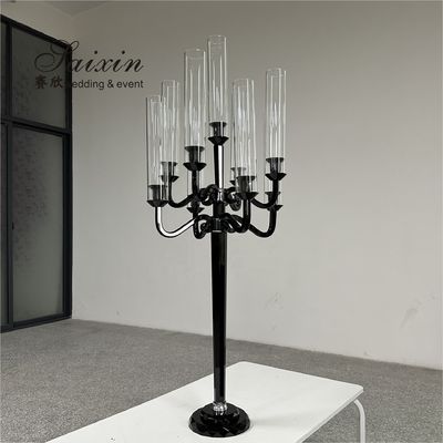 ZT-271B Wedding Party Tall Black 9 Arms Candlestick Holders For Wedding Table Centerpiece