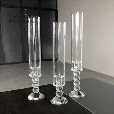Candelabra Wedding Candle Holders Clear Crystal Candle Holder Centerpieces 50cm