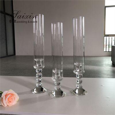 Candelabra Wedding Candle Holders Clear Crystal Candle Holder Centerpieces 50cm
