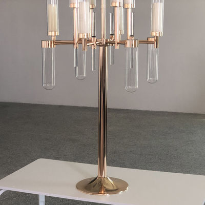ZT-530  luxury metal gold candelabras with floating candle holders glass chimney for wedding table decoration