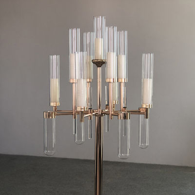 ZT-530  luxury metal gold candelabras with floating candle holders glass chimney for wedding table decoration
