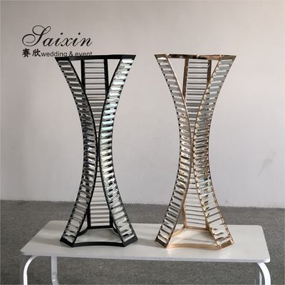 ZT-538 Saixin Metal Flower Stand With Crystal Beads Vases For Wedding Table Decoration