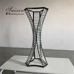 ZT-538 Saixin Metal Flower Stand With Crystal Beads Vases For Wedding Table Decoration