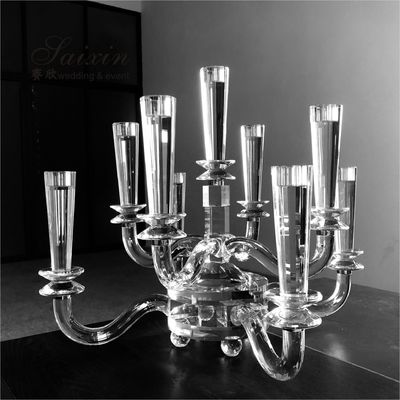 9 Branch Crystal Glass Candelabra Crystal Candle Stands For Home Decor 55CM
