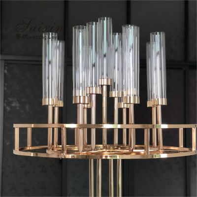 New saixin good quality 13 arms gold metal candelabra for wedding centerpieces