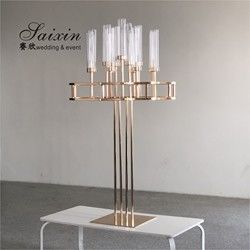 New saixin good quality 13 arms gold metal candelabra for wedding centerpieces