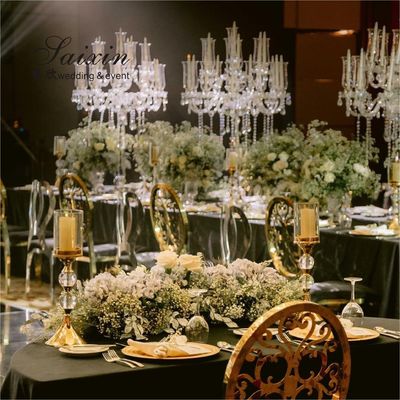 16 Arms Crystal Glass Candelabra Floor Lamp Clear Crystal Flower Candle Holder