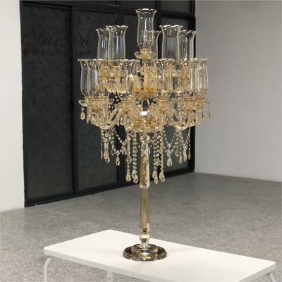 16 Arms Crystal Glass Candelabra Floor Lamp Clear Crystal Flower Candle Holder