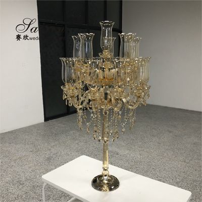 16 Arms Crystal Glass Candelabra Floor Lamp Clear Crystal Flower Candle Holder