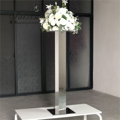 ZT-564S Wholesale hot sale tall silver mirror pillar flower stands for wedding table decoration