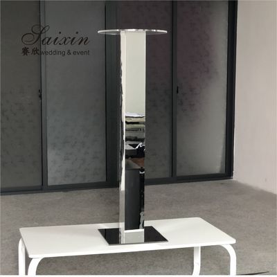 ZT-564S Wholesale hot sale tall silver mirror pillar flower stands for wedding table decoration