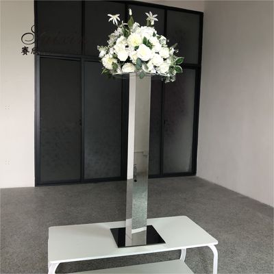 ZT-564S Wholesale hot sale tall silver mirror pillar flower stands for wedding table decoration