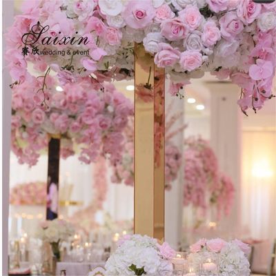 ZT-564S Wholesale hot sale tall silver mirror pillar flower stands for wedding table decoration