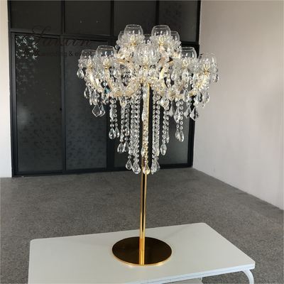 ZT-325G Latest Design Gold Crystal Candelabra Wedding Table Decoration Centerpiece For 15 Arms