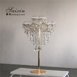 ZT-325G Latest Design Gold Crystal Candelabra Wedding Table Decoration Centerpiece For 15 Arms