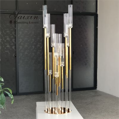 New Design Crystal Candelabra 12 Arms Tall Wedding Decoration Gold Wedding Centerpiece Candelabra