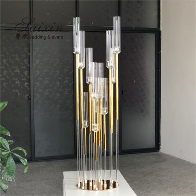 New Design Crystal Candelabra 12 Arms Tall Wedding Decoration Gold Wedding Centerpiece Candelabra