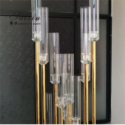 New Design Crystal Candelabra 12 Arms Tall Wedding Decoration Gold Wedding Centerpiece Candelabra