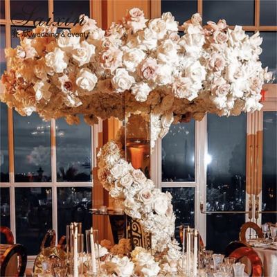 ZT-564 Wholesale Hot Sale Event Wedding Centerpieces Tall Gold Mirror Pillar Flower Stand