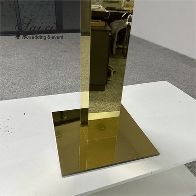 ZT-564 Wholesale Hot Sale Event Wedding Centerpieces Tall Gold Mirror Pillar Flower Stand