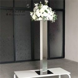 ZT-564 Wholesale Hot Sale Event Wedding Centerpieces Tall Gold Mirror Pillar Flower Stand