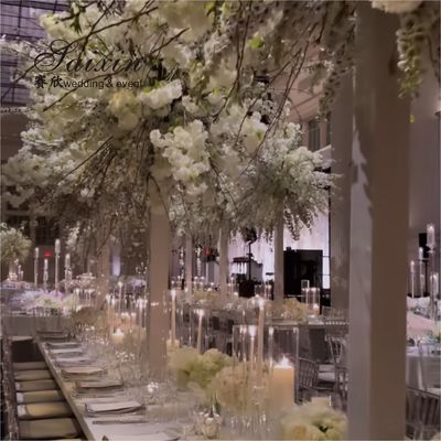 ZT-564  Luxury high White Pillar tree stand acrylic flower arrangement stands wedding table decoration