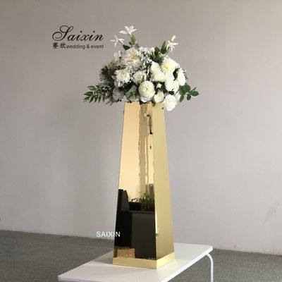 ZT-566 New design wedding centerpiece gold mirror pillar for flower arrangement