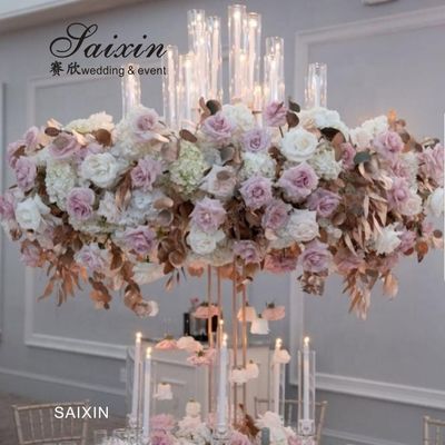 ZT-563 Luxury 13 arms candle holders with gold flower stands for wedding table centerpieces