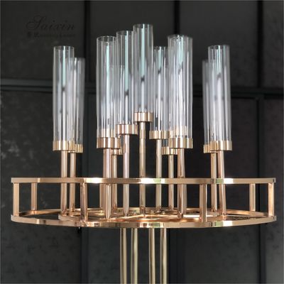 ZT-563 Luxury 13 arms candle holders with gold flower stands for wedding table centerpieces