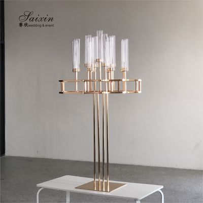 ZT-563 Luxury 13 arms candle holders with gold flower stands for wedding table centerpieces